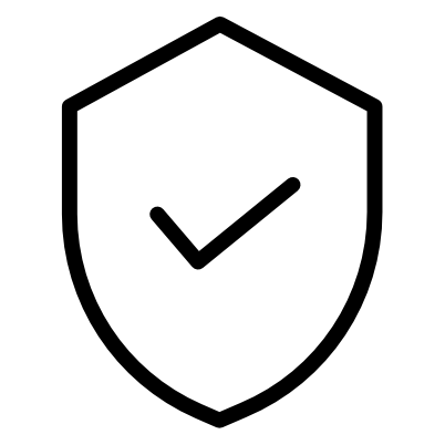 Černá ikonka štítu s odškrtnutím